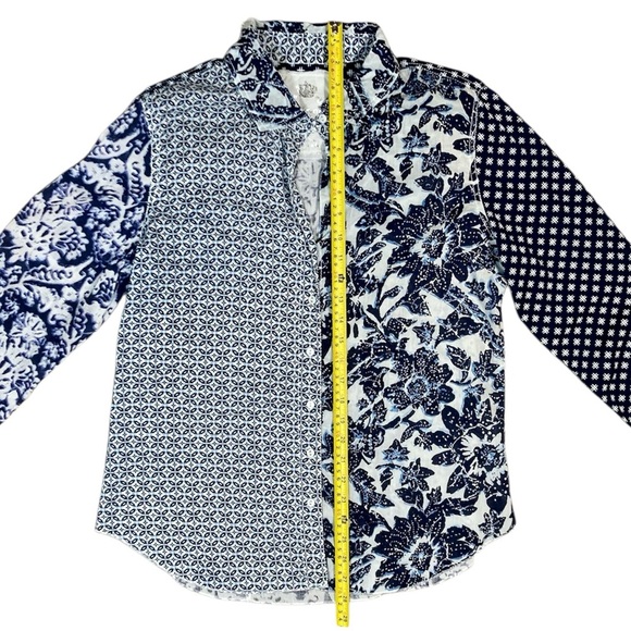 Cino Bottom Down Shirt Patterned Blue Size Medium - Picture 5 of 7